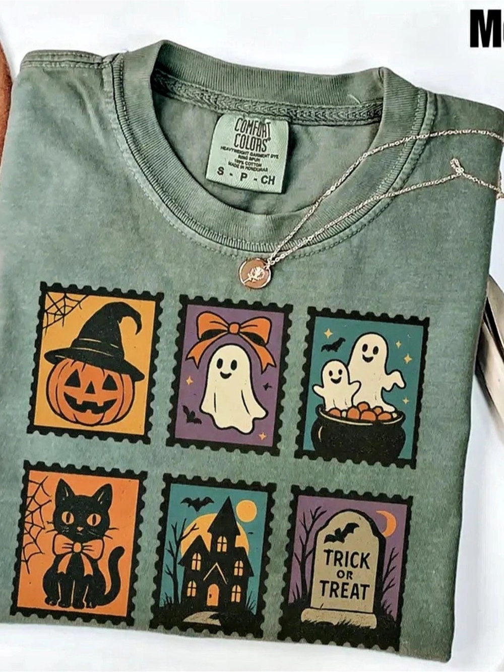 Comfort Colors Moss Halloween Graphic Short Sleeve Tee